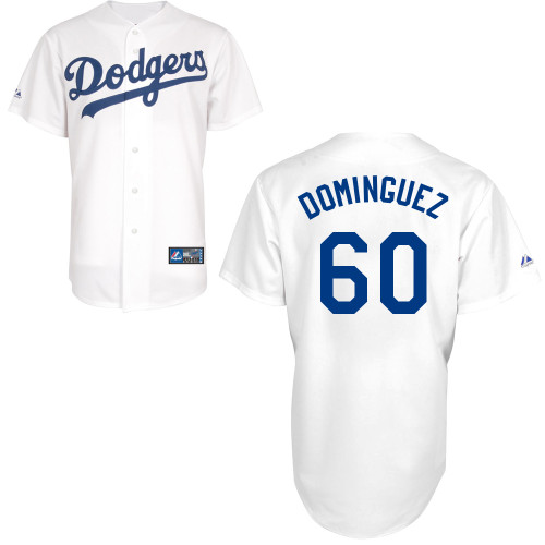 Jose Dominguez #60 MLB Jersey-L A Dodgers Men's Authentic Home White Baseball Jersey